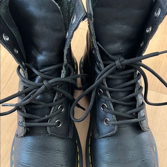 Dr. Martens Black and Yellow Combat Boots with Chunky Sole - Picture 7 of 16